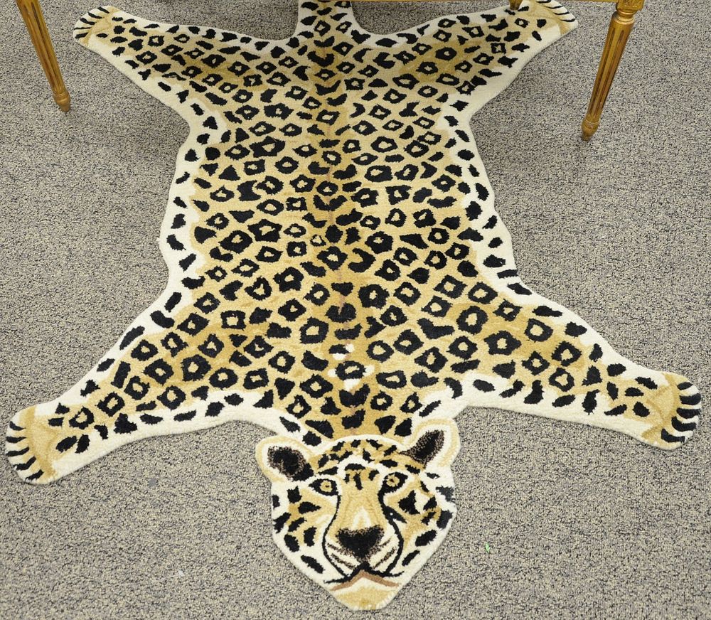 Appraisal: Decorative leopard style animal rug ' x ' Provenance Estate