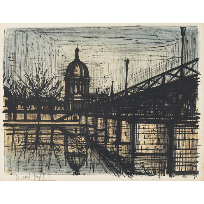 Appraisal: Bernard Buffet French - ''Le Pont des Arts '' color