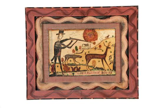 Appraisal: HUNTING PRINT BY GARY BIRCH OHIO TH CENTURY Colored woodblock