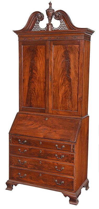 Appraisal: Fine American Chippendale Carved Desk and Bookcase probably Maryland -