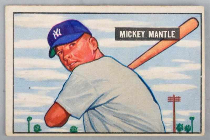 Appraisal: Bowman Mickey Mantle Rookie Card Description Beautiful example with nice