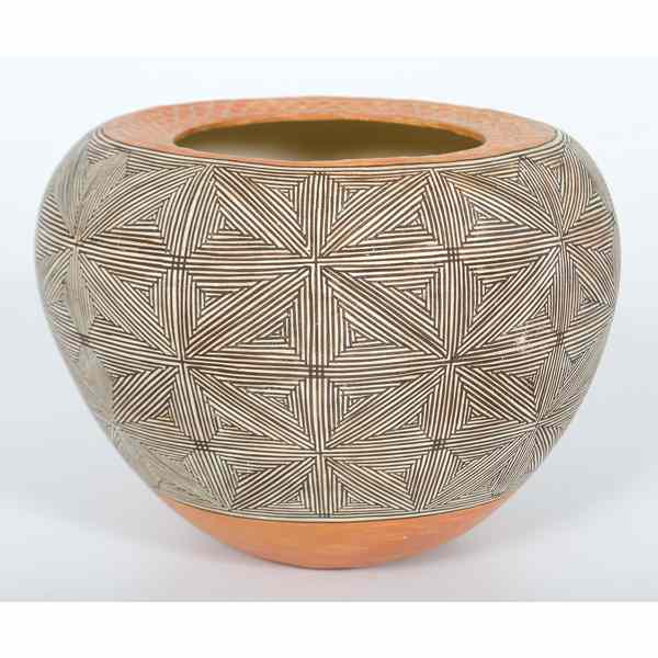 Appraisal: Juana Leno Acoma Jar fine-line decorations on body with flattened