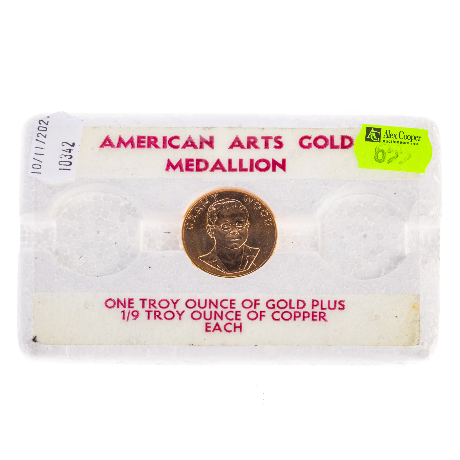 Appraisal: GRANT WOOD TROY OZ GOLD MEDALLION American Arts Gold Medallion