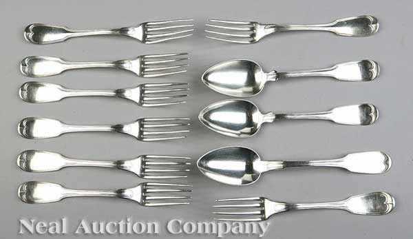 Appraisal: An American Coin Silver Partial Flatware Service in the Fiddle