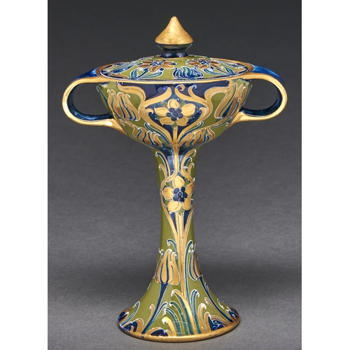 Appraisal: A James Macintyre green and gold Florion ware coupe and