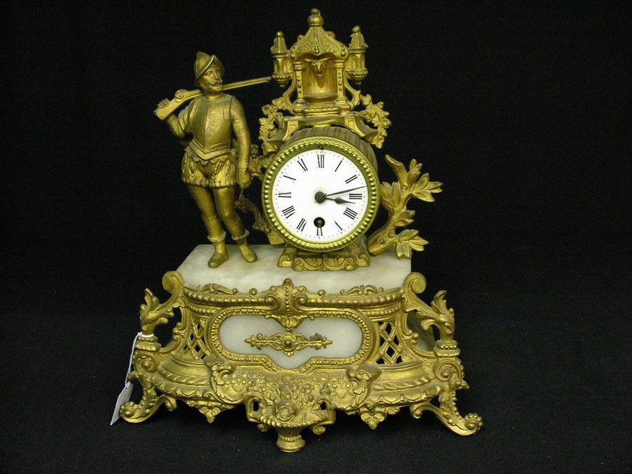 Appraisal: FIGURAL MARBLE AND SPELTER CLOCK Maker unknown Size by Condition