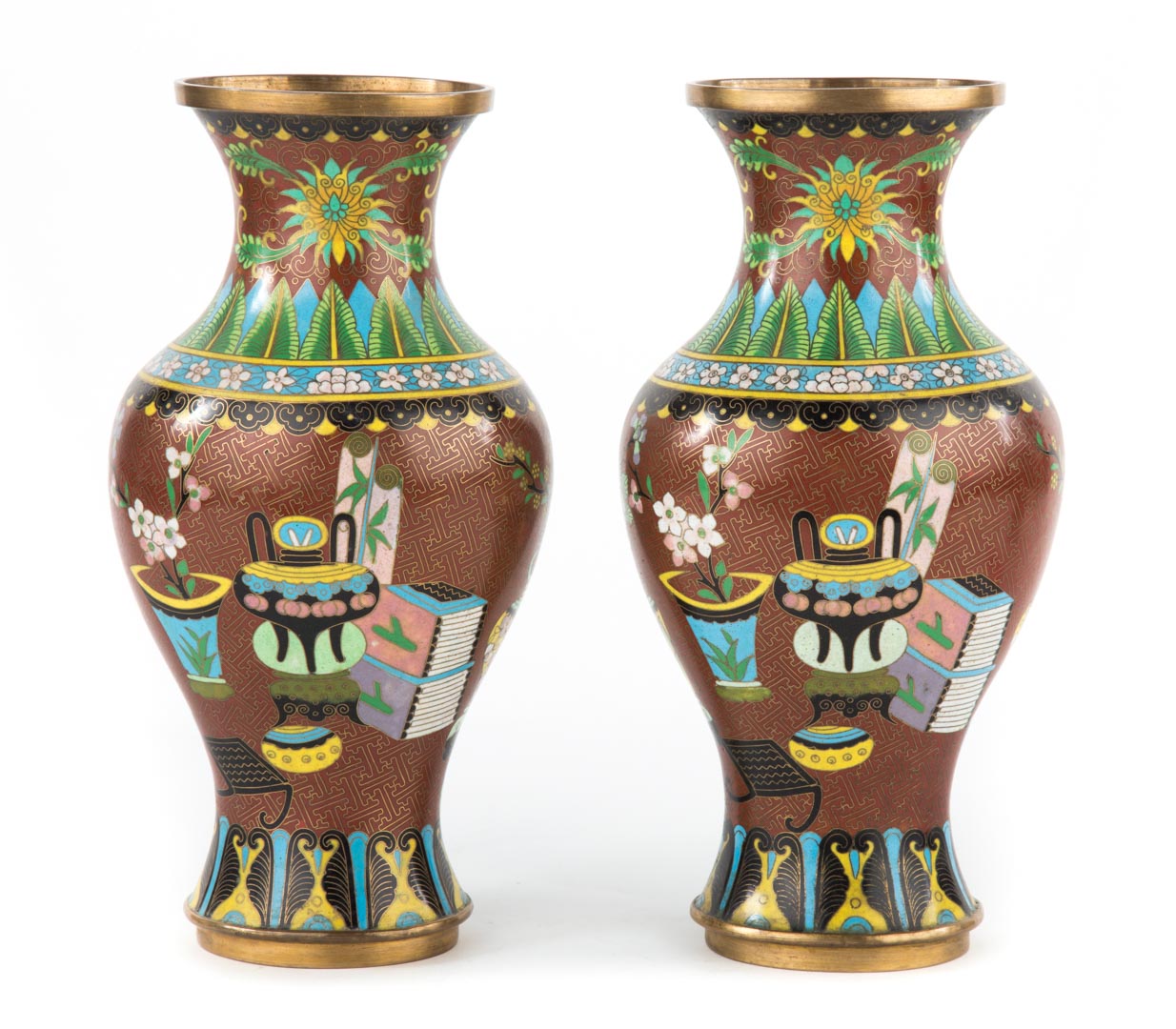 Appraisal: Pair of Chinese cloisonne vases early th century with sacred