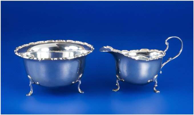 Appraisal: Matching Silver Cream Jug And Sugar Bowl Hallmarked Birmingham Weight