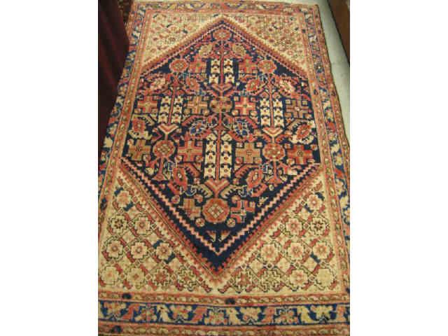 Appraisal: Hamadan Persian Handmade Rug interesting stylized floral on blue field