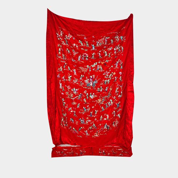 Appraisal: Group of Textiles First Half th Century Includes a red