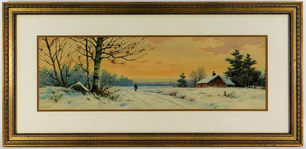 Appraisal: William Paskell WC Winter Landscape Painting William Paskell Massachusetts -