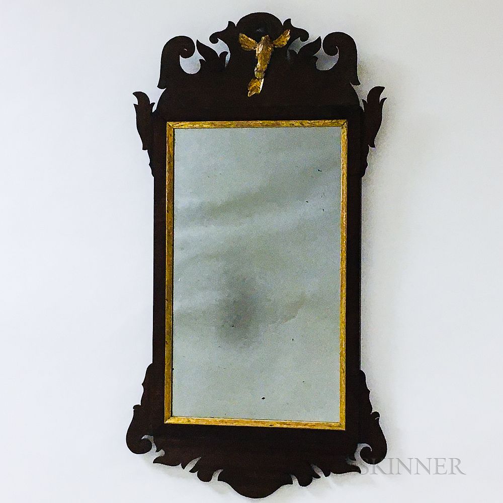 Appraisal: Chippendale Parcel-gilt Mahogany Scroll-frame Mirror Chippendale Parcel-gilt Mahogany Scroll-frame Mirror