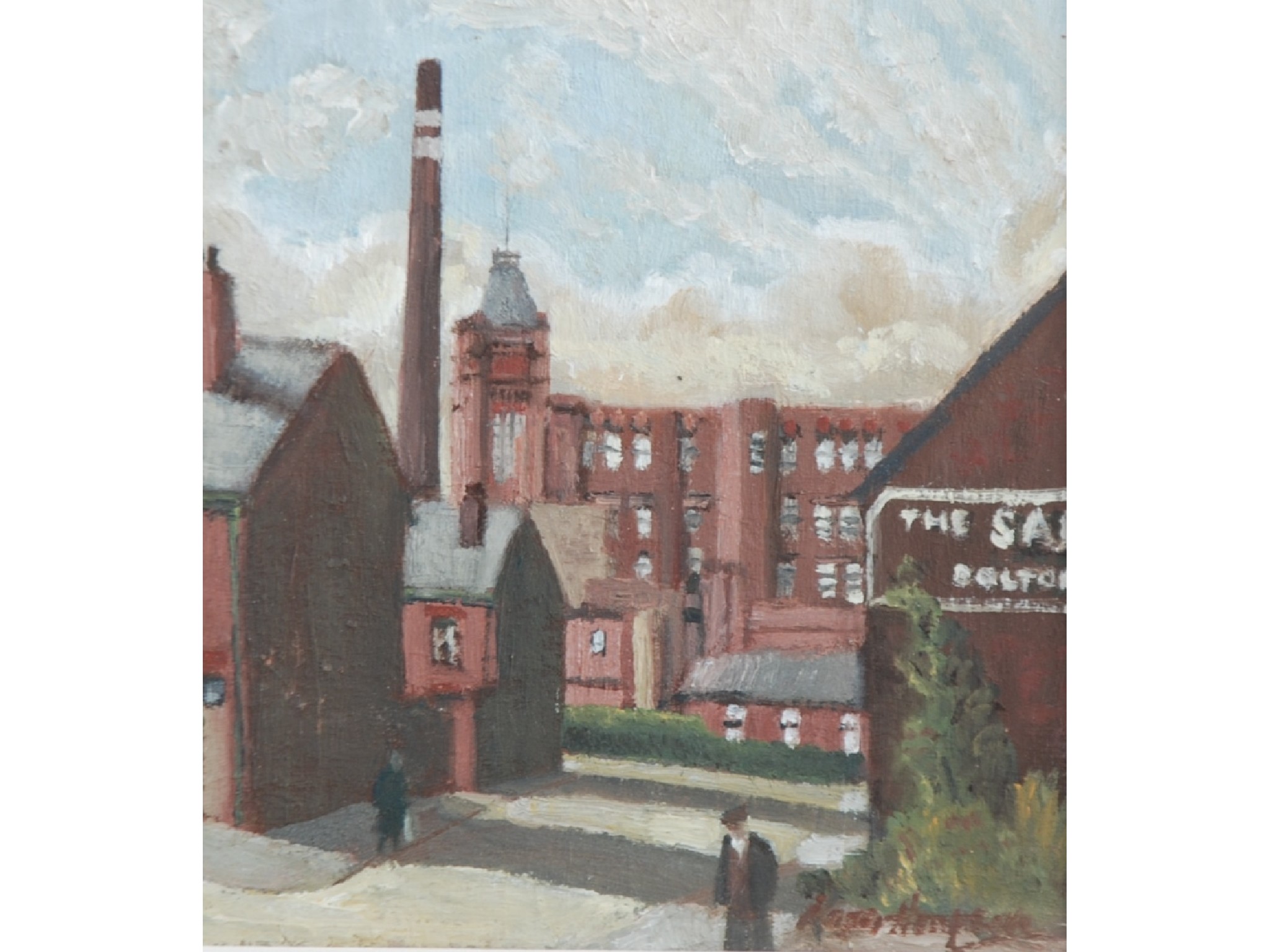 Appraisal: ROGER HAMPSON - OIL PAINTING ON BOARD'Falcon Mill Bolton'Signed titled