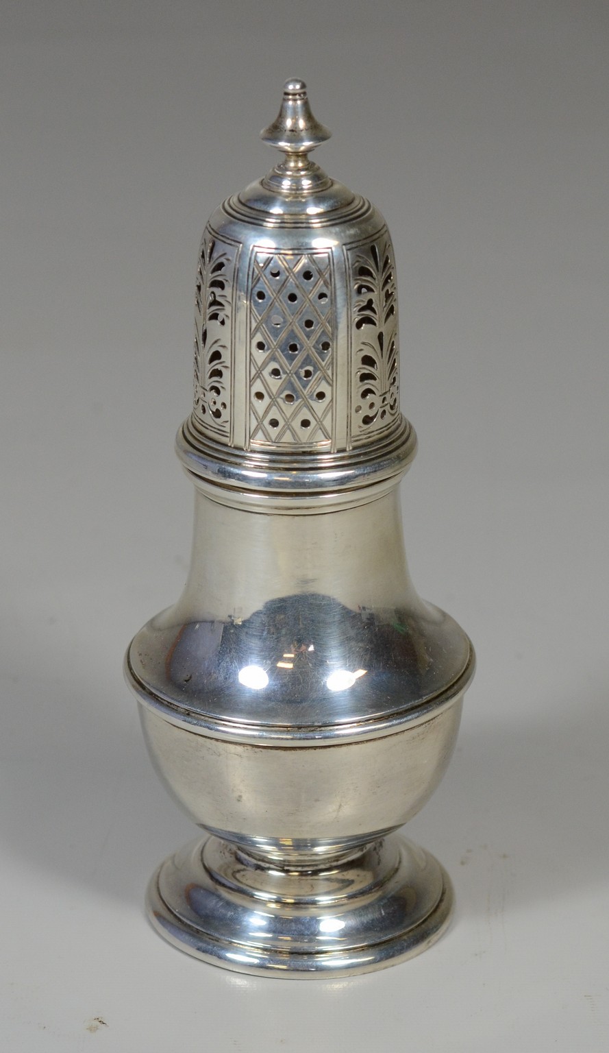 Appraisal: English hallmarked sterling silver sugar caster London th c high