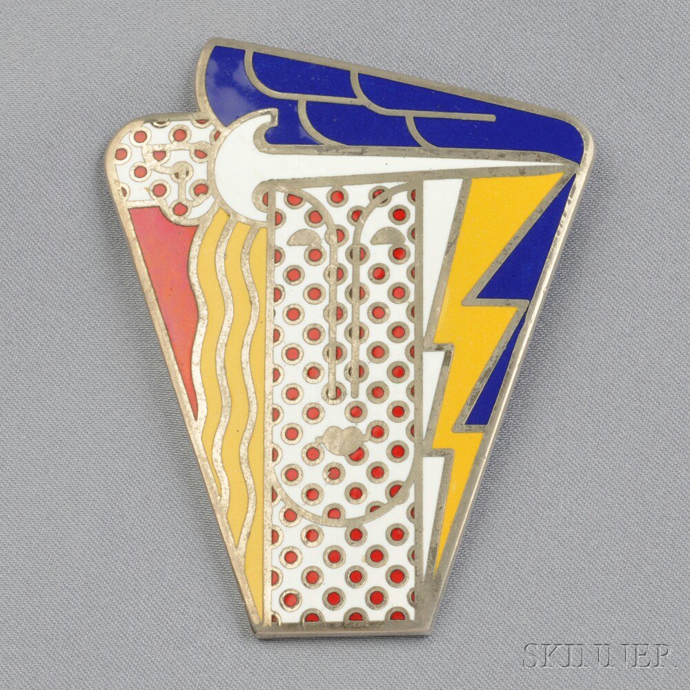 Appraisal: Artist-designed Pop Art Modern Head Pendant Brooch Roy Lichtenstein c