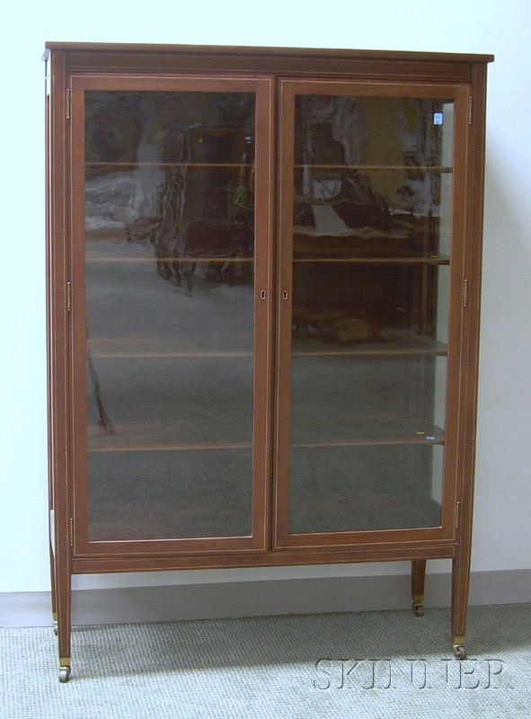 Appraisal: Inlaid Mahogany Two-Door China Cabinet the interior with four fixed