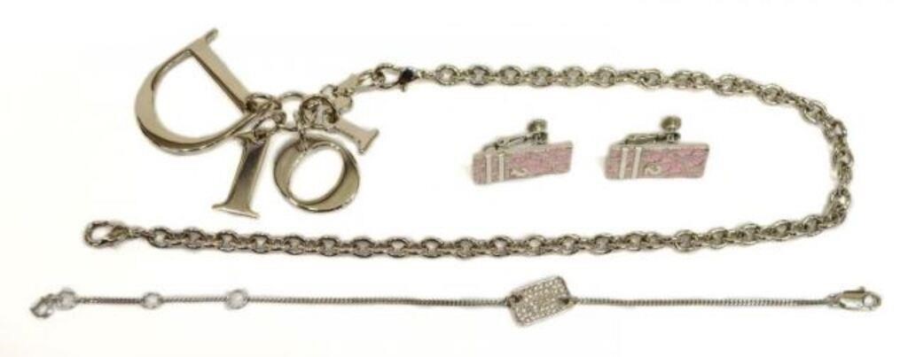 Appraisal: lot of Designer Christian Dior silver-tone metal jewelry including bracelet