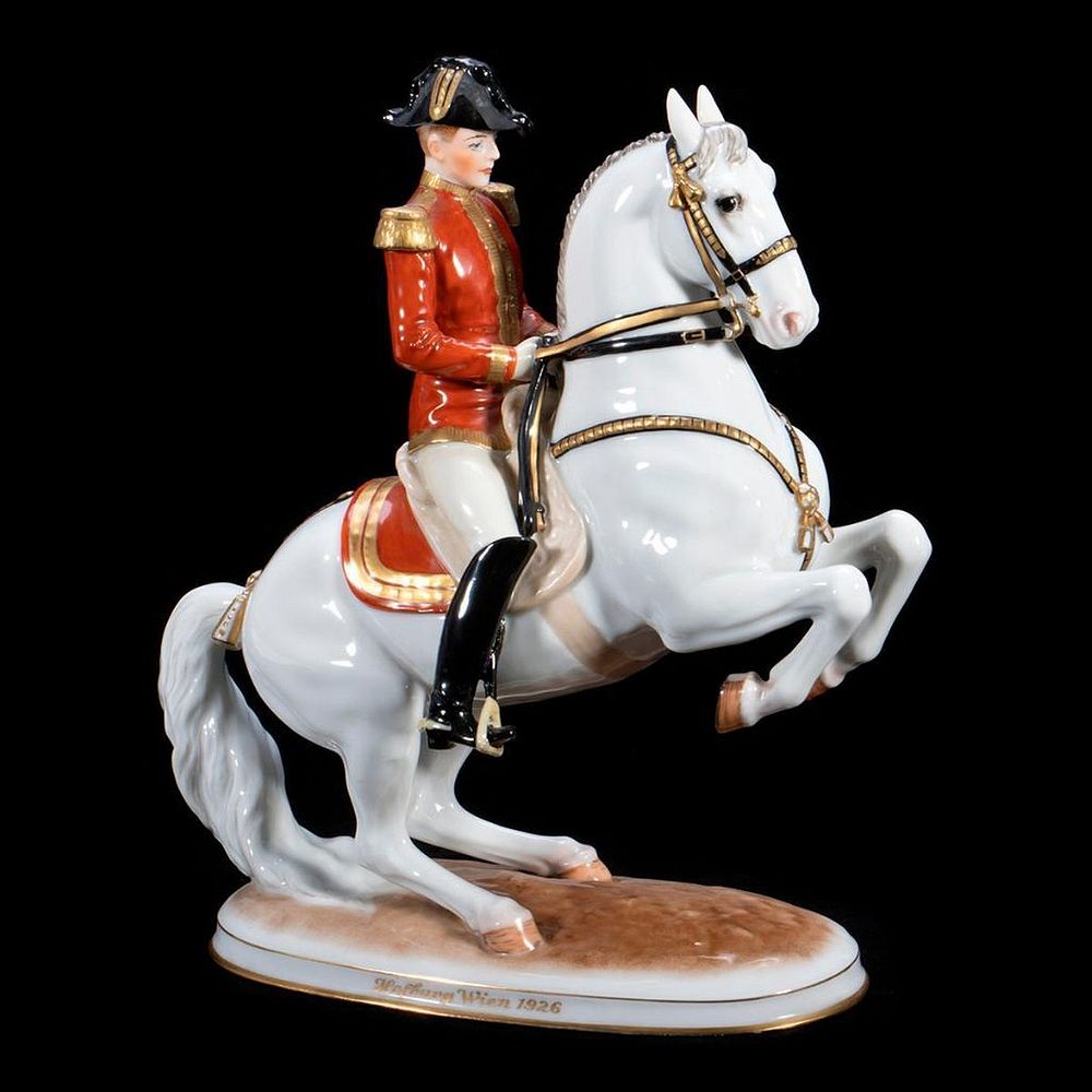 Appraisal: Vienna Porcelain Lipizzaner Figure of Horse and Rider Levade Spanische