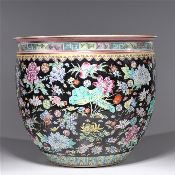 Appraisal: Chinese famille rose enameled porcelain jardiniere with allover floral designs