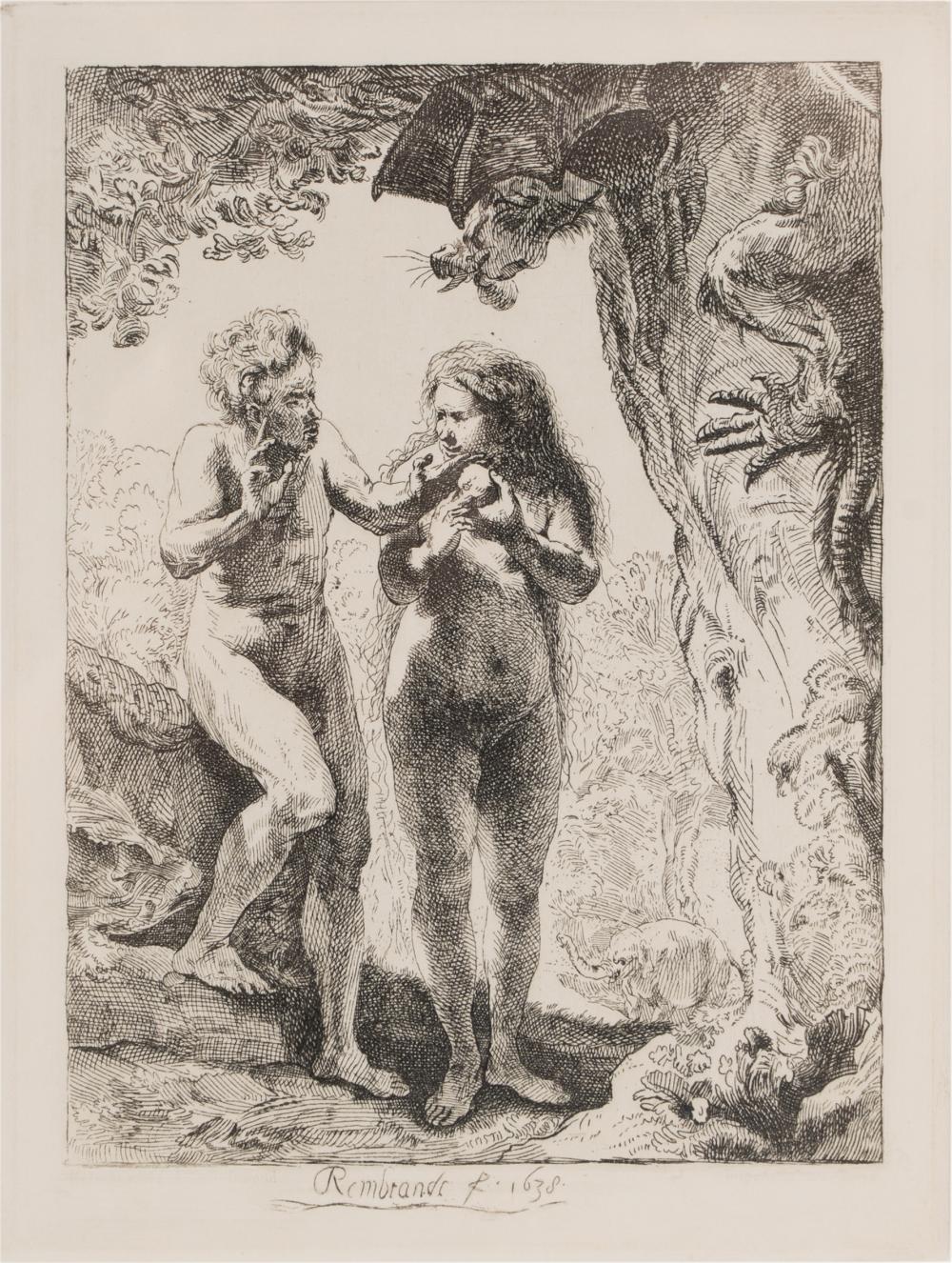 Appraisal: REMBRANDT HARMENSZOON VAN RIJN - ADAM EVE etching and drypoint