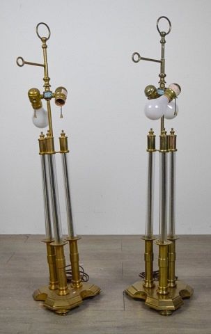 Appraisal: Pair of Chapman Brass Acrylic Lamps Pair of brass and