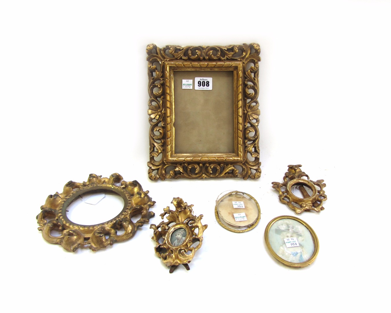 Appraisal: A collection of carved Florentine picture frames including a rectangular