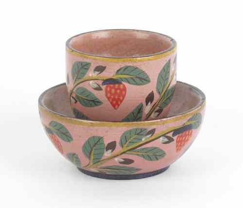 Appraisal: Joseph Lehn Pennsylvania - painted and turned wooden cup and