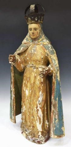 Appraisal: Spanish Colonial carved santo figure Crowned Virgin Mary th c