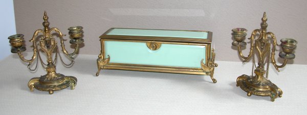 Appraisal: Artist Title French gilt bronze jewel box with light green