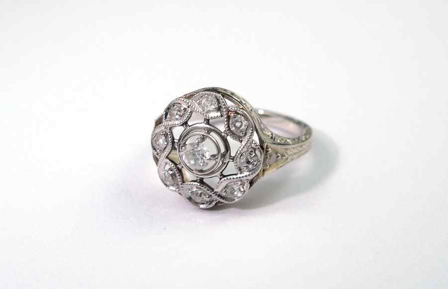 Appraisal: K DIAMOND RING K white gold ring contains one old