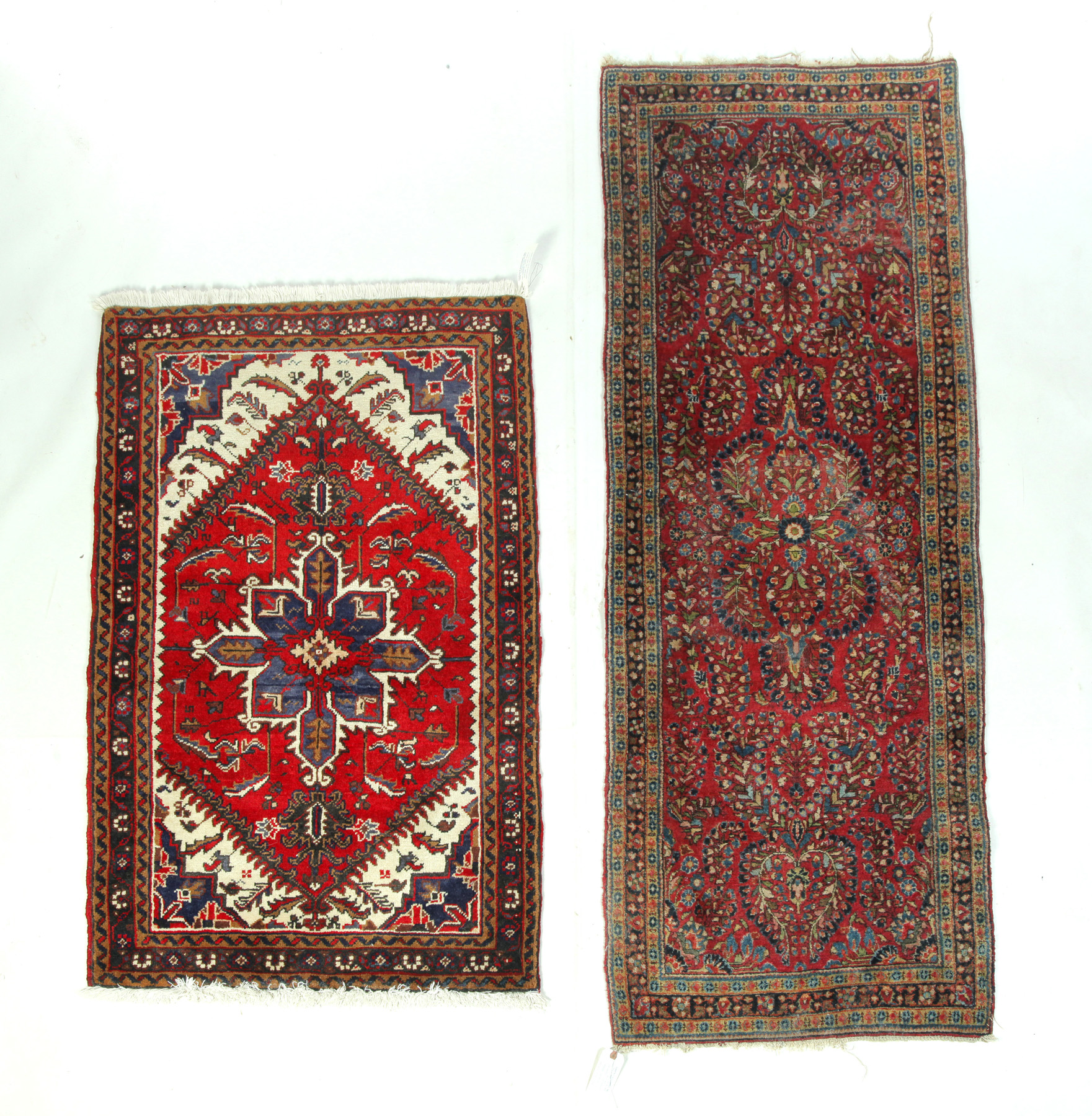 Appraisal: TWO HANDMADE ORIENTAL RUGS Asian mid th century Wool in