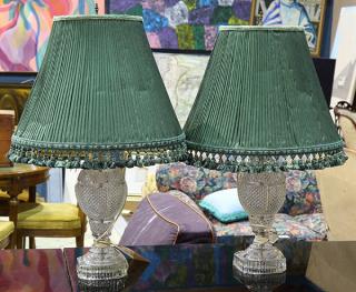 Appraisal: Pair of Victorian style pressed and molded glass table lamps