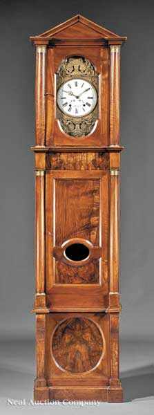 Appraisal: A French Walnut and Figured Walnut Tallcase Clock th c