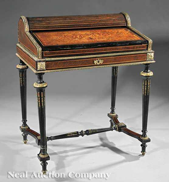 Appraisal: A Good French Bronze-Mounted Marquetry Ebonized and Inlaid Desk th