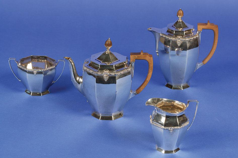 Appraisal: AN ART DECO FOUR PIECE TEA COFFEE SET of octagonal