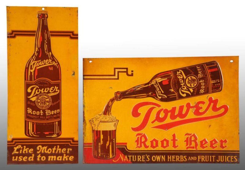 Appraisal: Lot of Embossed Tin Tower Root Beer Signs Description s