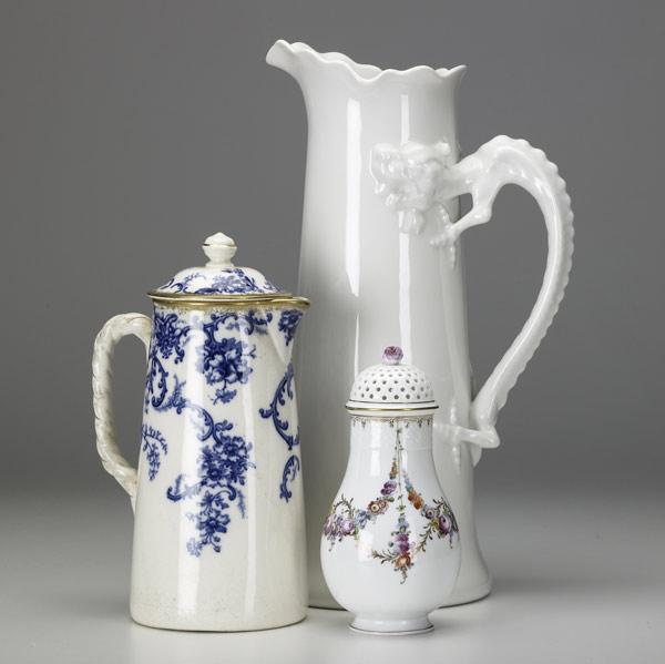 Appraisal: CERAMIC TABLEWARE Three items include tall pitcher marked J P