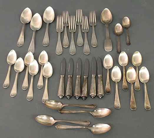 Appraisal: Group of sterling and coin silver flatware- spoons forks and