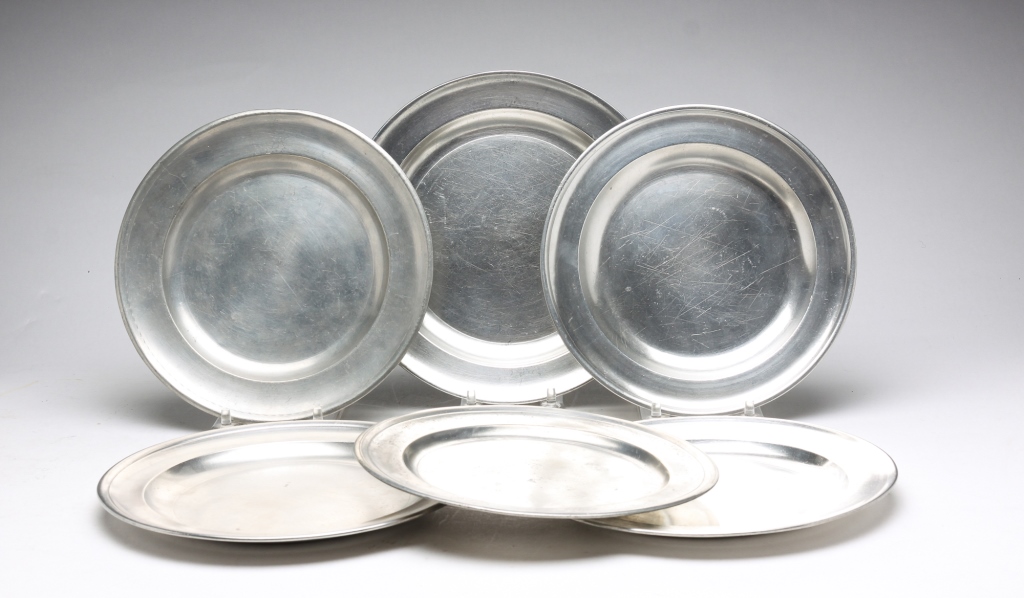 Appraisal: SIX AMERICAN PEWTER PLATES Late th- st half th century