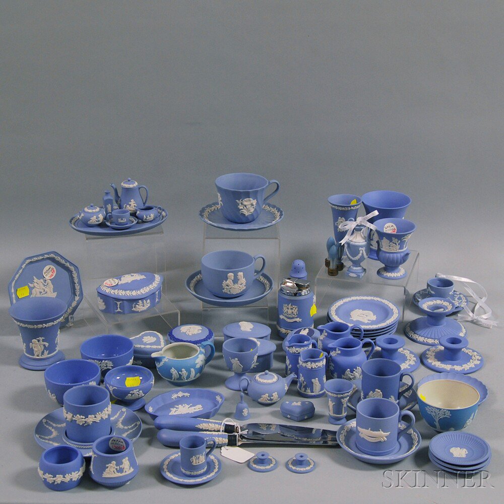 Appraisal: Approximately Seventy Mostly Modern Blue Jasper Wedgwood Items including a