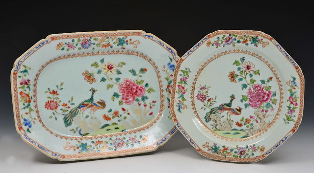 Appraisal: A CHINESE FAMILLE ROSE EXPORT DISH of octagonal form with