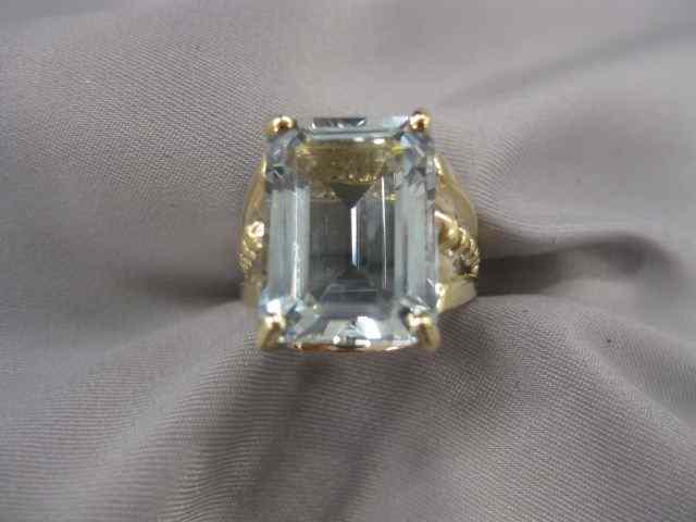 Appraisal: Aquamarine Ring carat emerald cut gem in k yellow gold