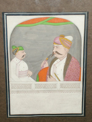 Appraisal: An Indian Miniature Painting depicting two noblemen in a window