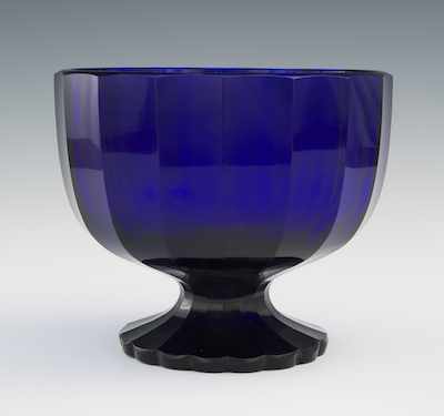 Appraisal: An Austrian Cobalt Glass Pedestal Centerpiece Bowl ca - Measuring