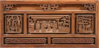 Appraisal: CHINESE CARVED WOOD PANEL CHINESE CARVED WOOD PANEL L A