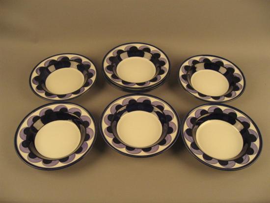 Appraisal: Eight Arabia Finland Blue and White Pasta Bowls Dia