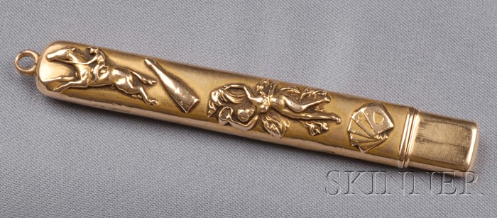 Appraisal: Art Nouveau kt Gold Pencil depicting the four vices of