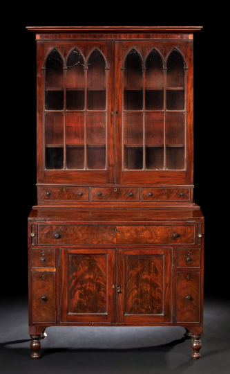 Appraisal: American Late Classical Mahogany Secretary Bookcase second quarter th century