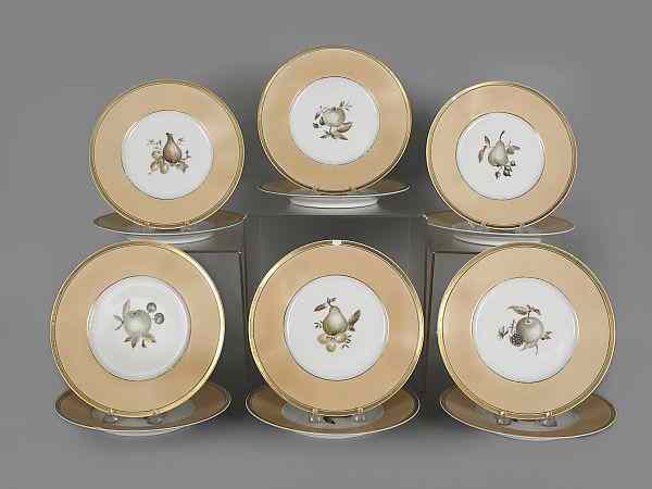 Appraisal: Twelve Royal Copenhagen porcelain dinner plates th c with fruit