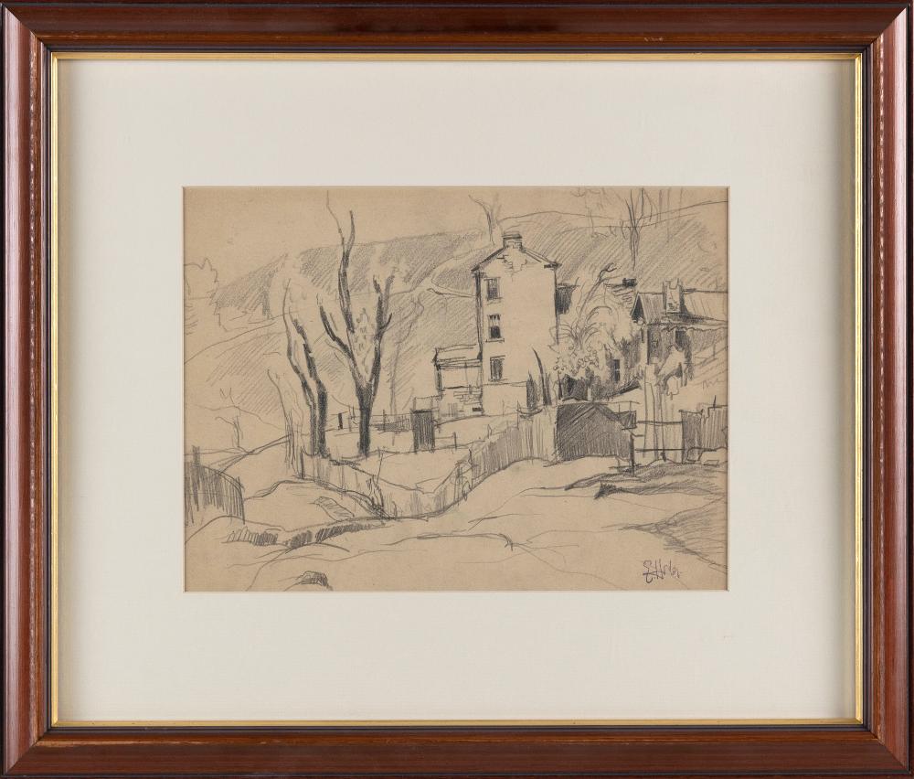 Appraisal: EARL HORTER PENNSYLVANIA CALIFORNIA - LANDSCAPE SKETCH PENCIL ON PAPER